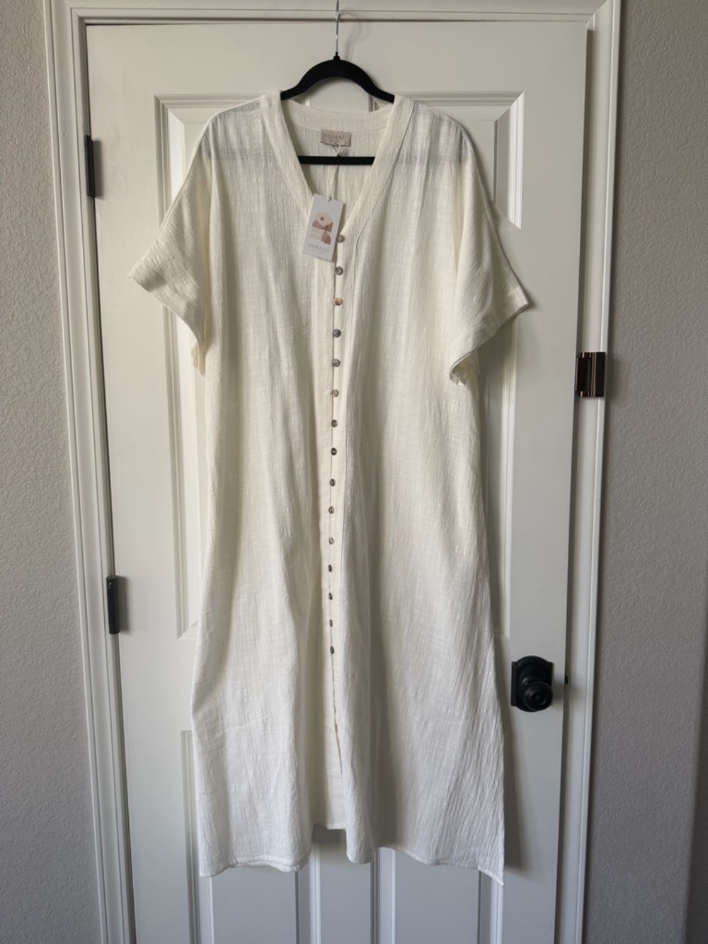 Nomad the Label WHITE Sevilla Cotton Kimono Coconut Dress (Blue photo for style)